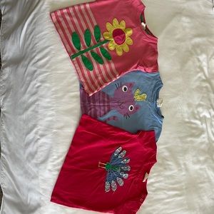 Three Mini Boden appliqué shirts, all 2-3Y size